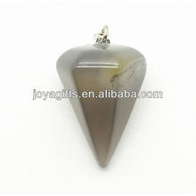 Fashion 6 Side Cone forma gris Ágata colgante colgante de piedras preciosas semi